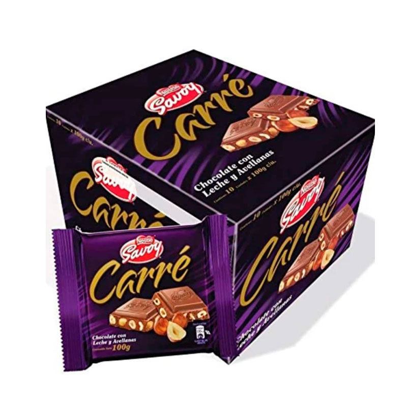 CARRE CHOCOLATE CON LECHE Y AVELLANA 100G SAVOY