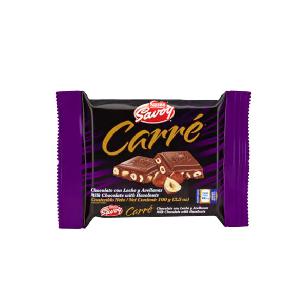 CARRE CHOCOLATE CON LECHE Y AVELLANA 100G SAVOY