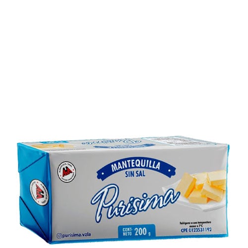 MANTEQUILLA SIN SAL PURISIMA 200GR