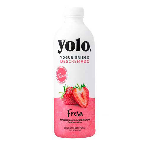 YOLO YOGURT LIQUIDO DESCREMADO FRESA  750ML