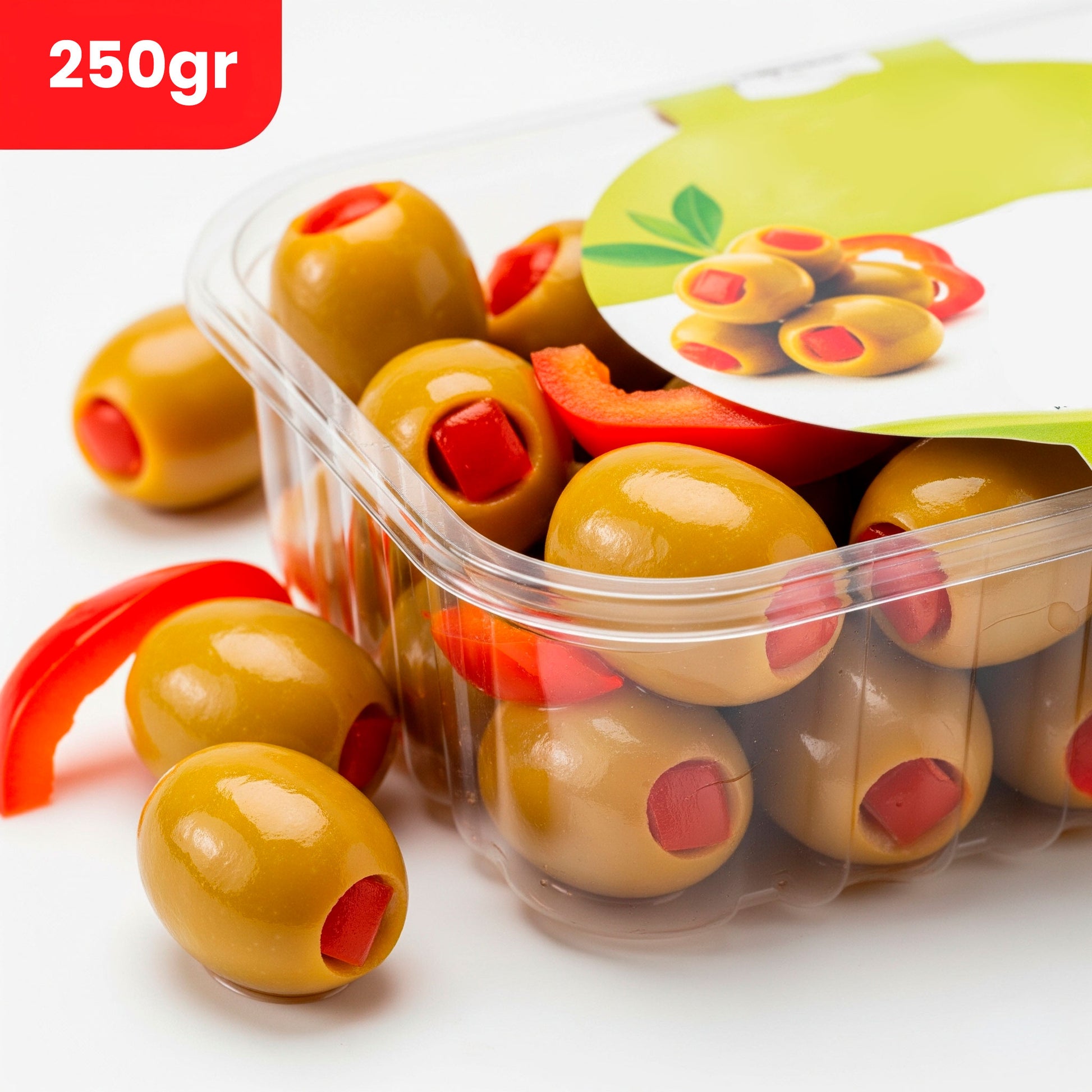ACEITUNAS RELLENAS DE PIMENTON 250GRS NETOS
