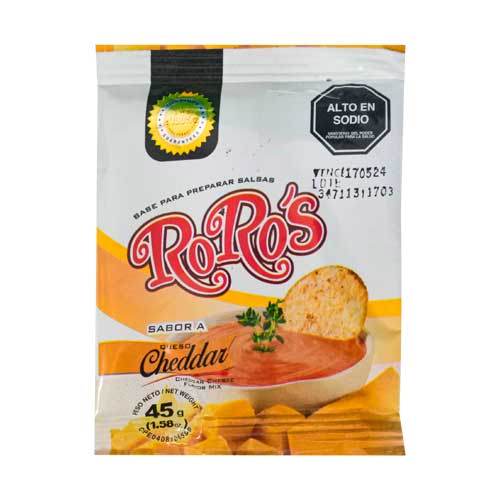 BASE PARA SALSA ROROS QUESO CHEDDAR 45GRS.