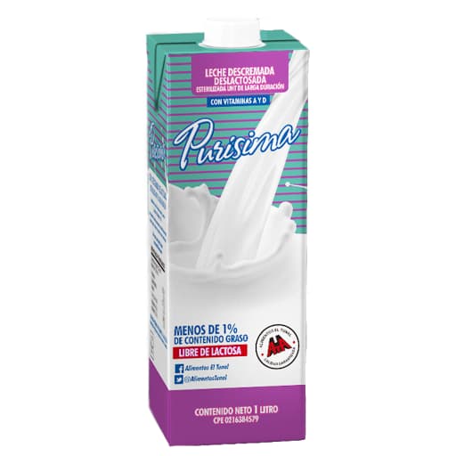 LECHE DESCREMADA DESLACTOSADA PURISIMA 1L