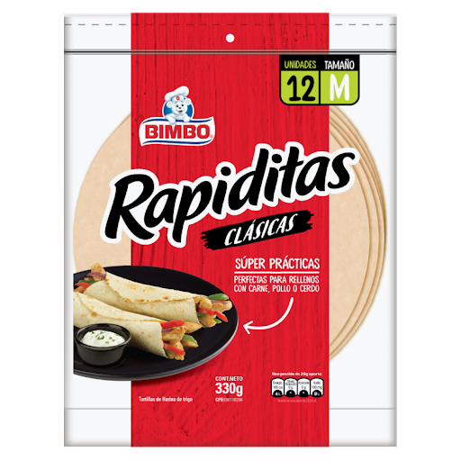 TORTILLAS RAPIDITAS BIMBO CLASICAS 12UND/330GRS.