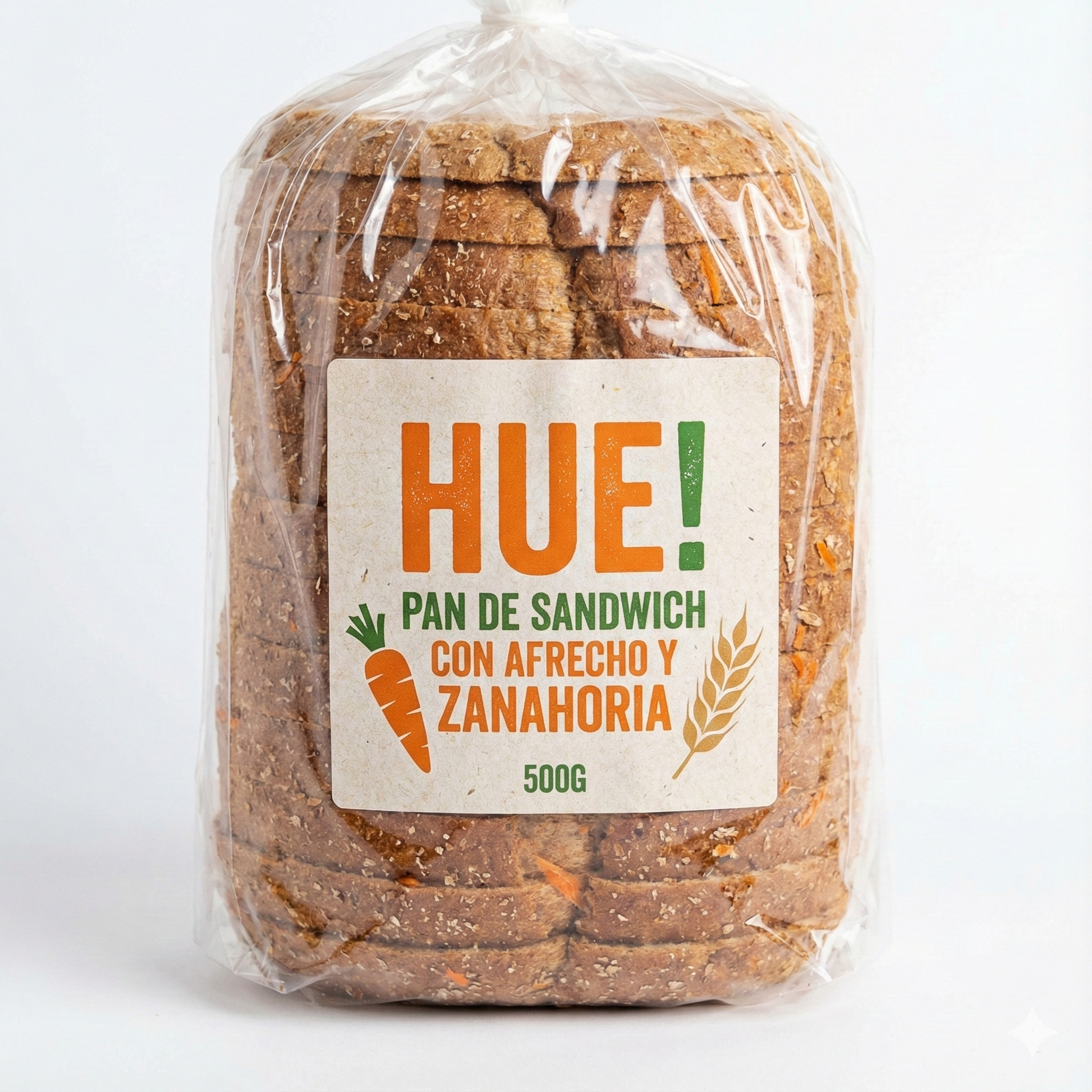 PAN DE SANDWICH CON AFRECHO Y ZANAHORIA 500G HUE!