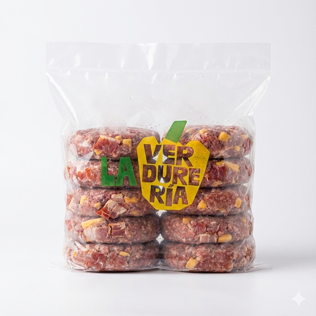 HAMBURGUESA DE RES/TOCINETA RELLENA CON QUESO LA VERDURERIA 150GR