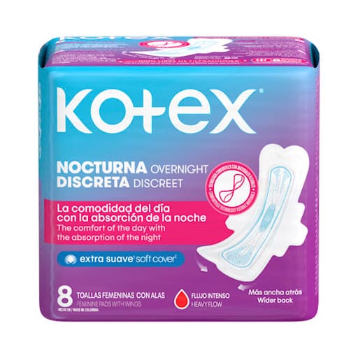 TOALLAS SANITARIAS KOTEX NOCTURNA 8U